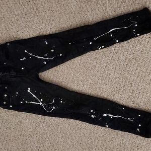 California Republic paint splatter skinny jeans, boys size: 10, blk/white